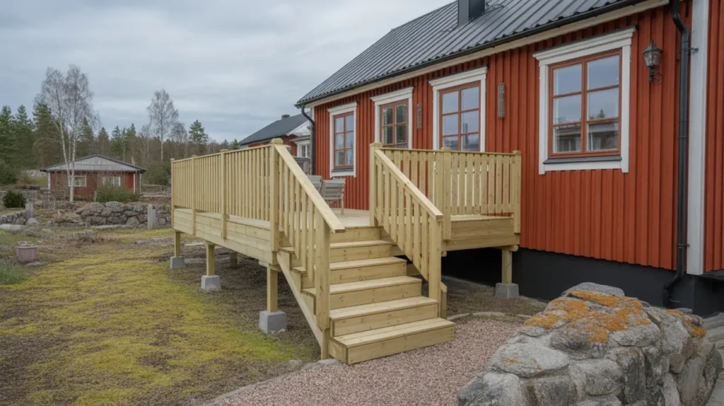 byggnation av altan med trappa och r cke i brottby vallentuna